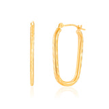 Rectangular Diamond Cut Hoop Earrings in 14k Gold