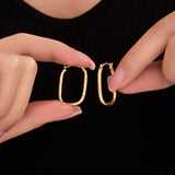 Rectangular Diamond Cut Hoop Earrings in 14k Gold