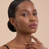 Rectangular Diamond Cut Hoop Earrings in 14k Gold