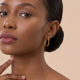 Rectangular Diamond Cut Hoop Earrings in 14k Gold
