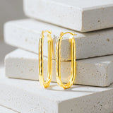 Rectangular Diamond Cut Hoop Earrings in 14k Gold