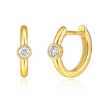 Golden Dew 12mm Huggies with Removable Lab Grown Diamond Charm in 10k Gold