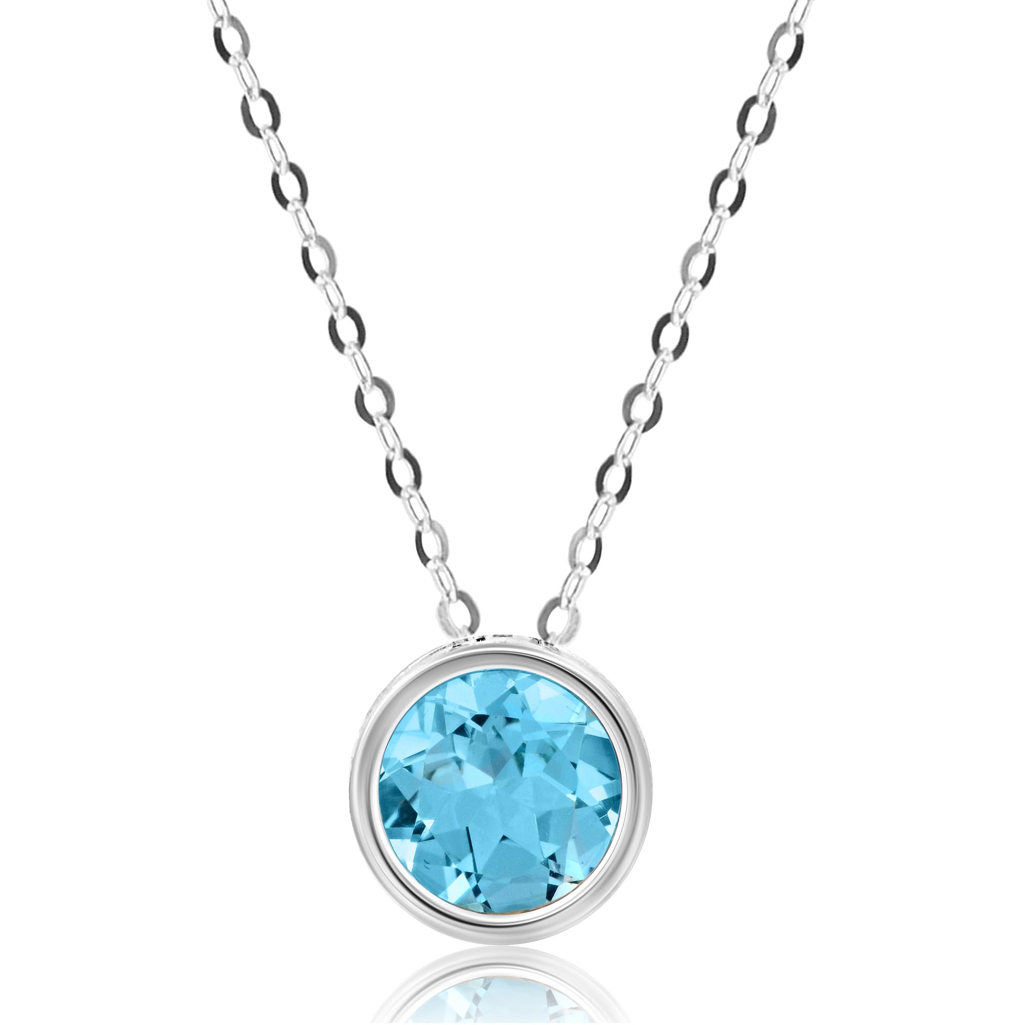 Solitaire Bezel Set Gemstone Pendant in 14k Gold