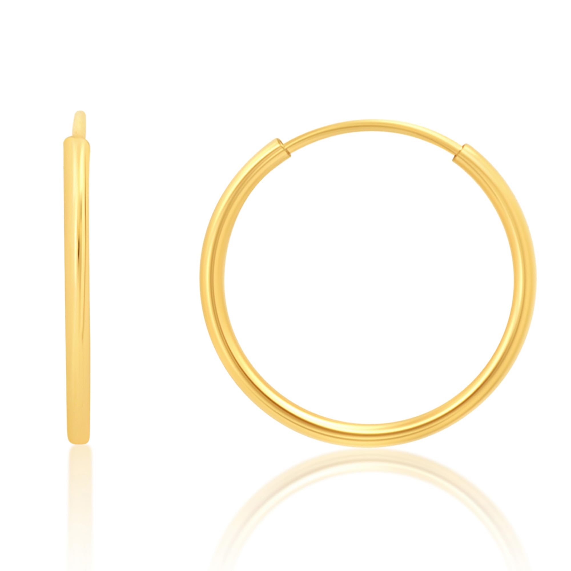 1MM Tube Endless Hoops in 14K Yellow Gold