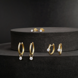 Golden Dew 12mm Huggies with Removable Lab Grown Diamond Charm in 10k Gold