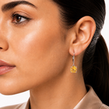 6mm Cushion Gemstone Drop Earrings in 10K Gold
