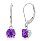 6mm Cushion Gemstone Drop Earrings in 10K Gold