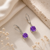 6mm Cushion Gemstone Drop Earrings in 10K Gold