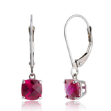 6mm Cushion Gemstone Drop Earrings in 10K Gold