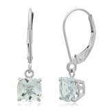 6mm Cushion Gemstone Drop Earrings in 10K Gold