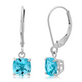 6mm Cushion Gemstone Drop Earrings in 10K Gold