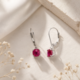 6mm Cushion Gemstone Drop Earrings in 10K Gold