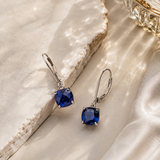 6mm Cushion Gemstone Drop Earrings in 10K Gold