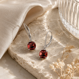6mm Cushion Gemstone Drop Earrings in 10K Gold