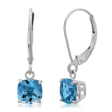 6mm Cushion Gemstone Drop Earrings in 10K Gold