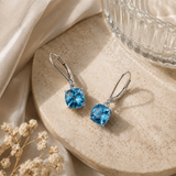 6mm Cushion Gemstone Drop Earrings in 10K Gold