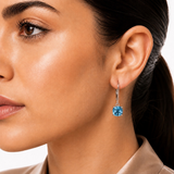 6mm Cushion Gemstone Drop Earrings in 10K Gold