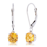 6mm Cushion Gemstone Drop Earrings in 10K Gold