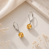 6mm Cushion Gemstone Drop Earrings in 10K Gold