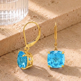 8mm Cushion Cut Gemstone Dangle Earrings in 10K Gold