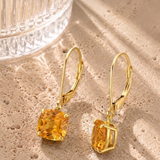 8mm Cushion Cut Gemstone Dangle Earrings in 10K Gold