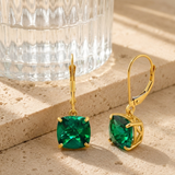 8mm Cushion Cut Gemstone Dangle Earrings in 10K Gold