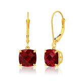 8mm Cushion Cut Gemstone Dangle Earrings in 10K Gold
