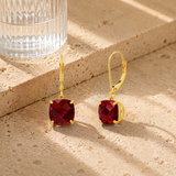 8mm Cushion Cut Gemstone Dangle Earrings in 10K Gold