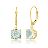 8mm Cushion Cut Gemstone Dangle Earrings in 10K Gold