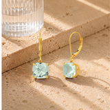 8mm Cushion Cut Gemstone Dangle Earrings in 10K Gold