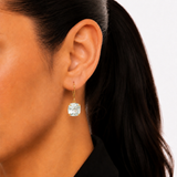 8mm Cushion Cut Gemstone Dangle Earrings in 10K Gold