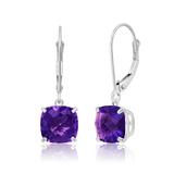 8mm Cushion Cut Gemstone Dangle Earrings in 10K Gold