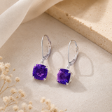 8mm Cushion Cut Gemstone Dangle Earrings in 10K Gold