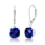 8mm Cushion Cut Gemstone Dangle Earrings in 10K Gold