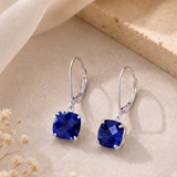 8mm Cushion Cut Gemstone Dangle Earrings in 10K Gold