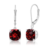 8mm Cushion Cut Gemstone Dangle Earrings in 10K Gold