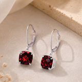 8mm Cushion Cut Gemstone Dangle Earrings in 10K Gold