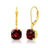 8mm Cushion Cut Gemstone Dangle Earrings in 10K Gold