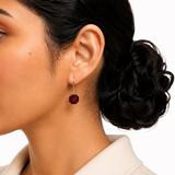 8mm Cushion Cut Gemstone Dangle Earrings in 10K Gold