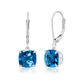 8mm Cushion Cut Gemstone Dangle Earrings in 10K Gold