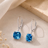 8mm Cushion Cut Gemstone Dangle Earrings in 10K Gold