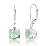 8mm Cushion Cut Gemstone Dangle Earrings in 10K Gold
