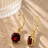 8mm Cushion Cut Gemstone Dangle Earrings in 10K Gold