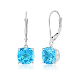 8mm Cushion Cut Gemstone Dangle Earrings in 10K Gold