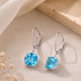 8mm Cushion Cut Gemstone Dangle Earrings in 10K Gold