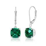 8mm Cushion Cut Gemstone Dangle Earrings in 10K Gold