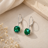 8mm Cushion Cut Gemstone Dangle Earrings in 10K Gold