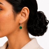 8mm Cushion Cut Gemstone Dangle Earrings in 10K Gold