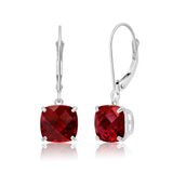 8mm Cushion Cut Gemstone Dangle Earrings in 10K Gold