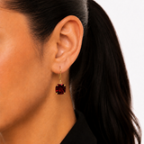8mm Cushion Cut Gemstone Dangle Earrings in 10K Gold